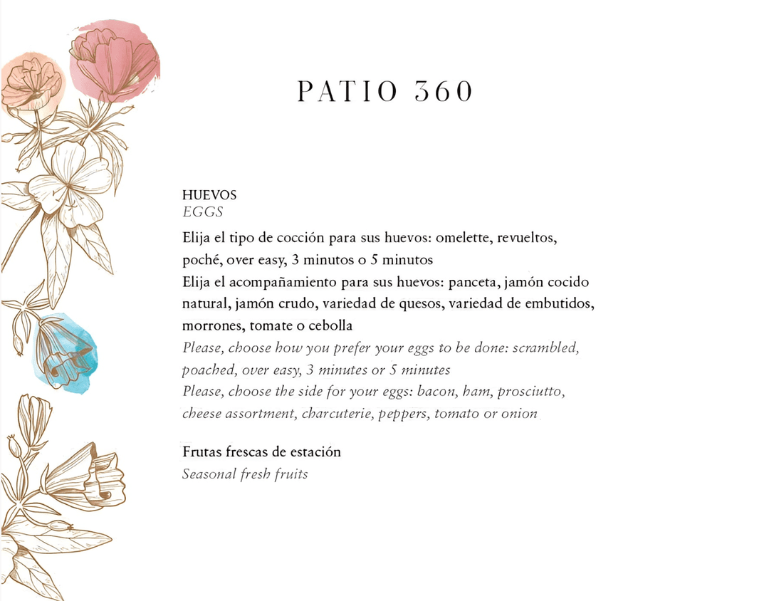 Página del menú